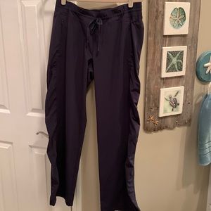 Athleta joggers, size 12, Navy blue, flattering rusching on side panels